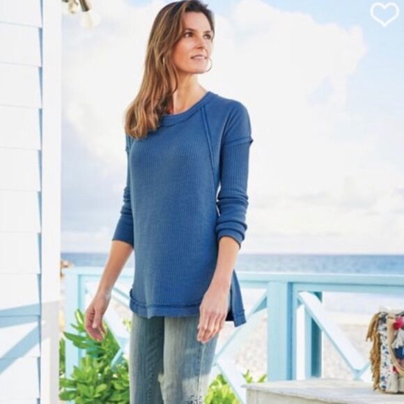 Soft Surroundings Kaydence waffle raw edge shirt - Picture 1 of 4